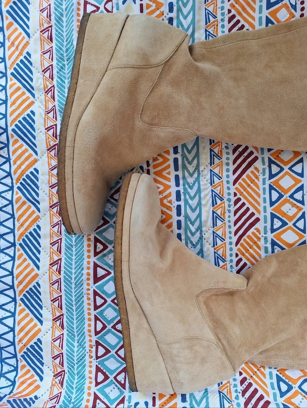 Michele Negri Suede Whipstitch Wedge Over The Knee OTK Sock Boots UK 3.5 US 6